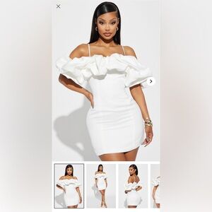 Fashion Nova White Ruffled Mini Dress
